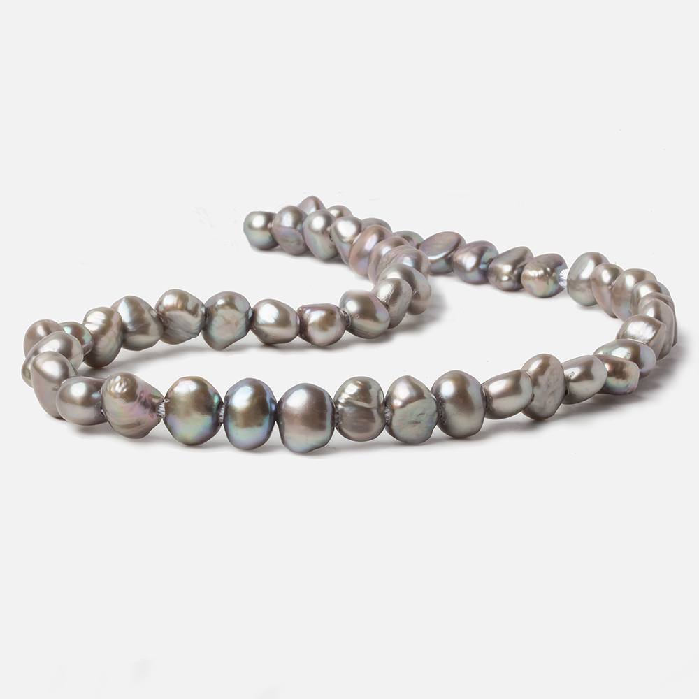 8x9-8x10mm Warm Grey Large Hole Baroque Freshwater Pearls 15 in. 49 pcs