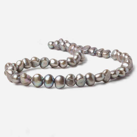 8x9-8x10mm Warm Grey Large Hole Baroque Freshwater Pearls 15 in. 49 pcs