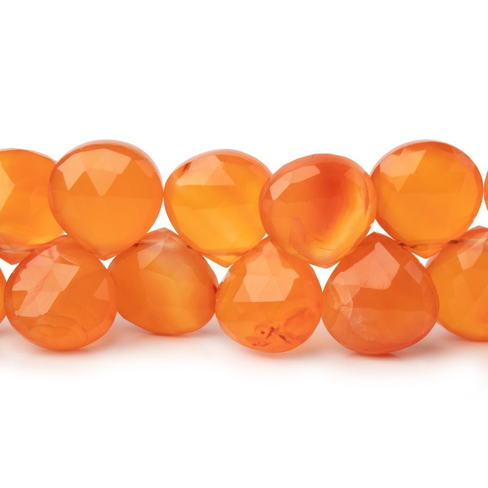 9-10mm Carnelian Faceted Heart Beads 8 inch 45 pieces