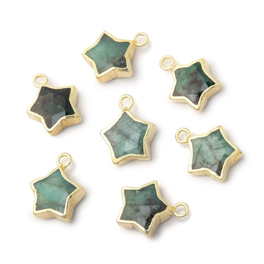 9-10mm Gold Leafed Emerald Faceted Star Focal Pendant 1 piece