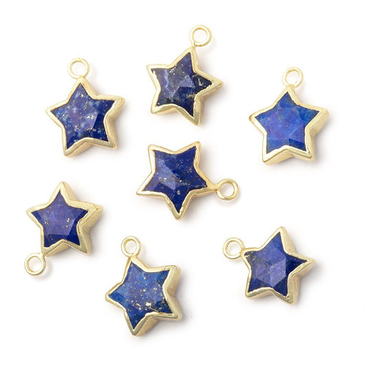 9-10mm Gold Leafed Lapis Lazuli Faceted Star Focal Pendant 1 piece