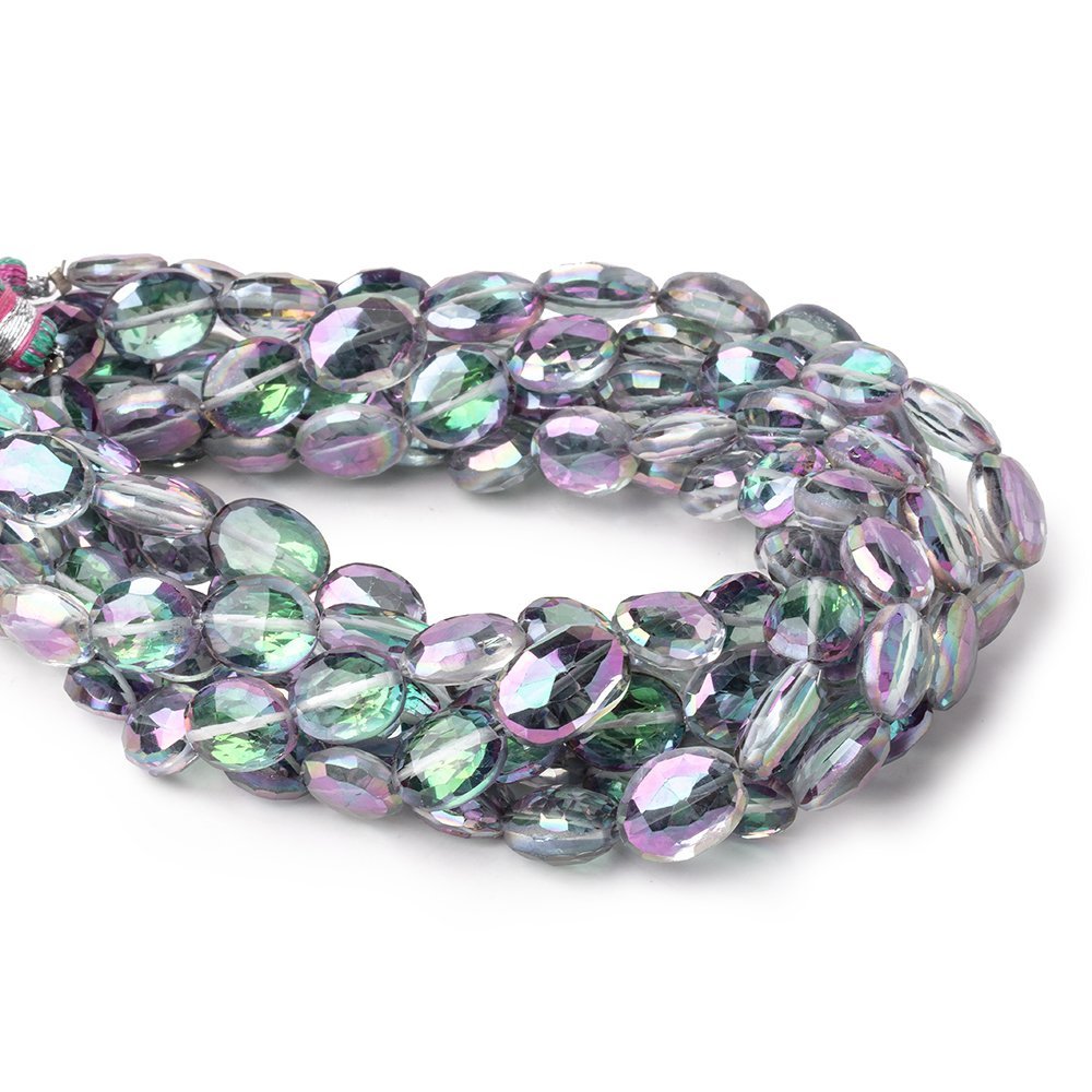 9-10mm Mystic White Topaz Straight Drill Faceted Ovals 9 inch 22 Beads