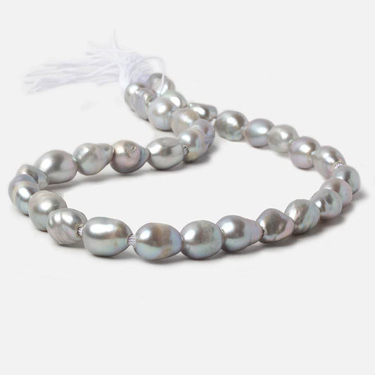 9-10mm Rose' Silver Baroque large hole Freshwater Pearls 16 inch 33 pieces