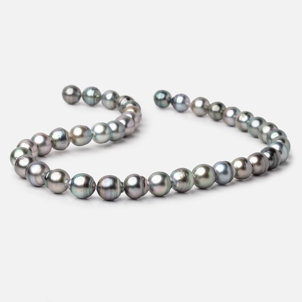 9-10mm Silver Tahitian Saltwater Pearl Beads 16 inch 39 pieces A
