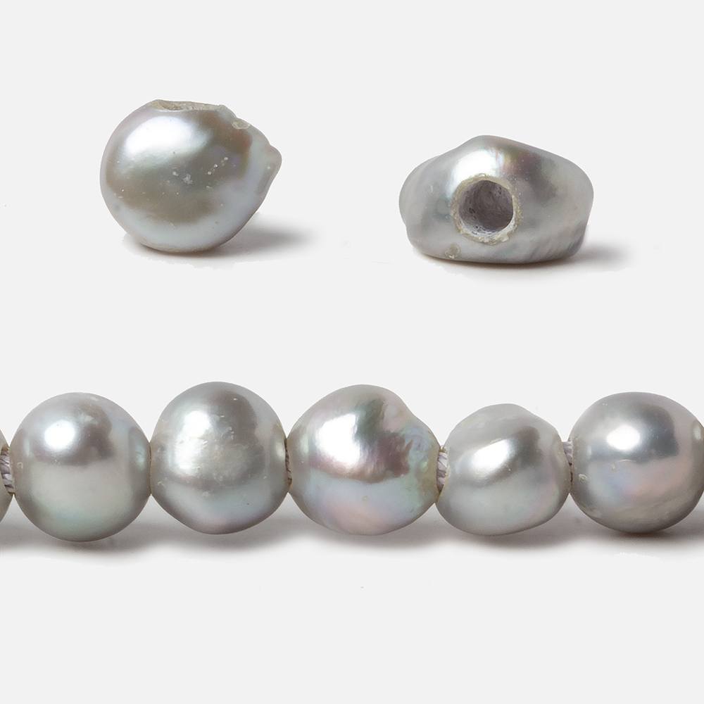 9-10mm True Silver Baroque large hole Freshwater Pearls 16 inch 48 pieces