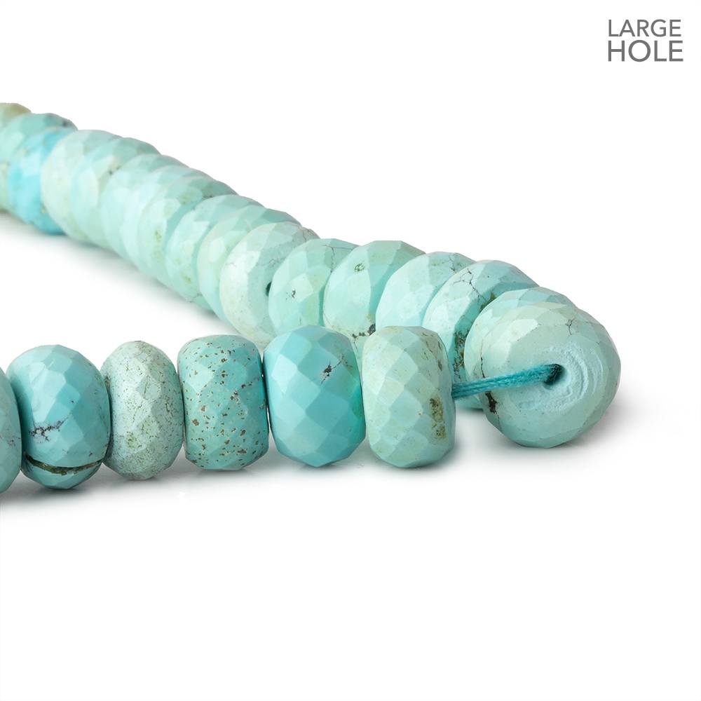 9-10mm Turquoise large hole faceted rondelle beads 16 inch 71 beads