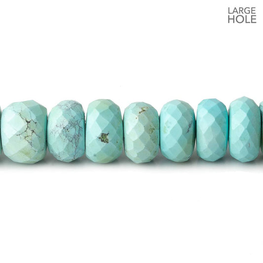 9-10mm Turquoise large hole faceted rondelle beads 16 inch 71 beads