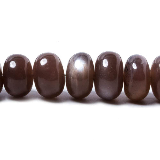 9-11.5mm Chocolate Moonstone plain rondelle beads 16 inch 61 pieces