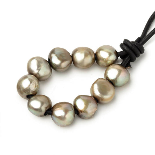 9-11mm Celadon Green Large Hole Baroque Pearls Set of 10