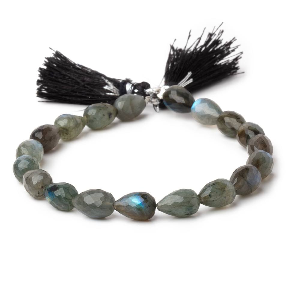 9-11mm Labradorite Straight Drill Tear Drop 7.25 inch 17 Beads