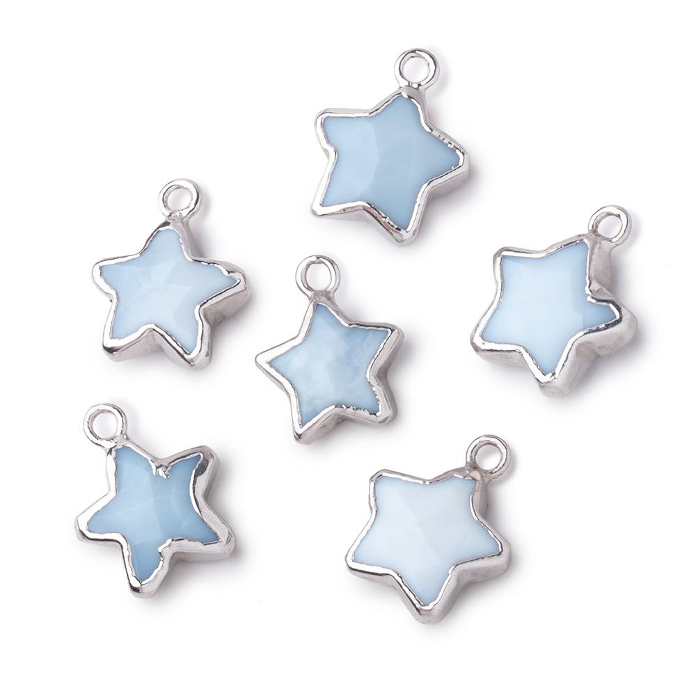9-11mm Silver Leafed Owyhee Blue Opal Faceted Star Focal Pendant 1 piece