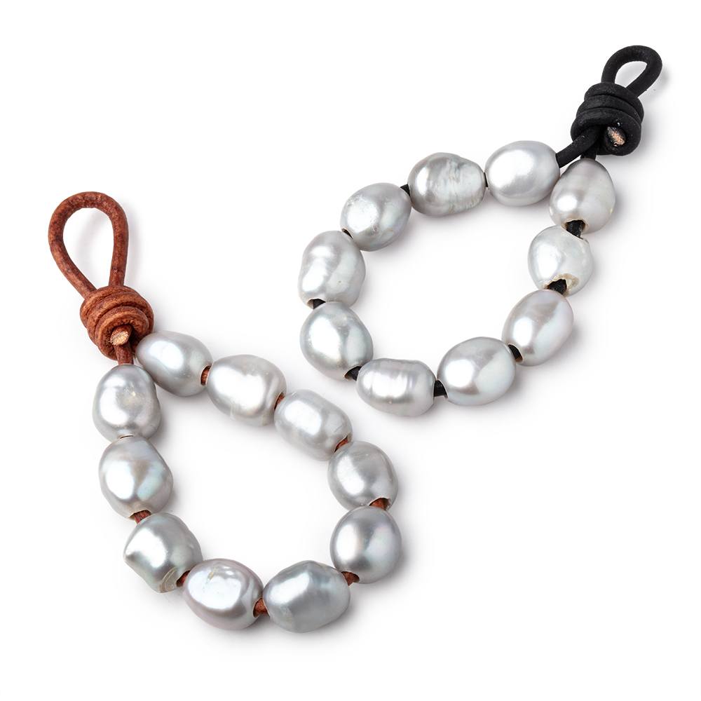 9-11mm True Silver Large Hole Baroque Pearls Set of 10