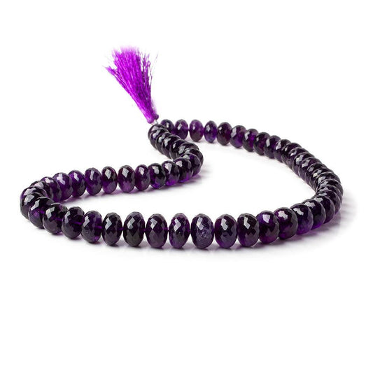 9-12mm Amethyst faceted rondelle Beads 16 inch 57 pieces AAA Grade