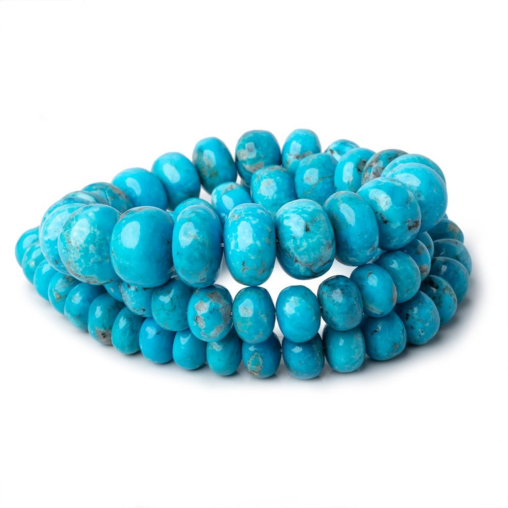 9-14.5mm Armenian Turquoise Plain Rondelle Beads 20 inch 69 pieces AAA
