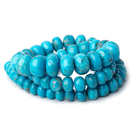 9-14.5mm Armenian Turquoise Plain Rondelle Beads 20 inch 69 pieces AAA
