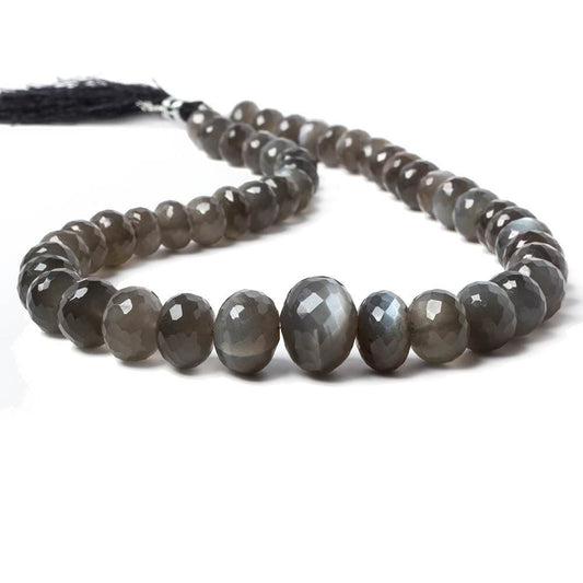 9-14mm Platinum Grey Moonstone faceted rondelles 14 inch 48 Beads