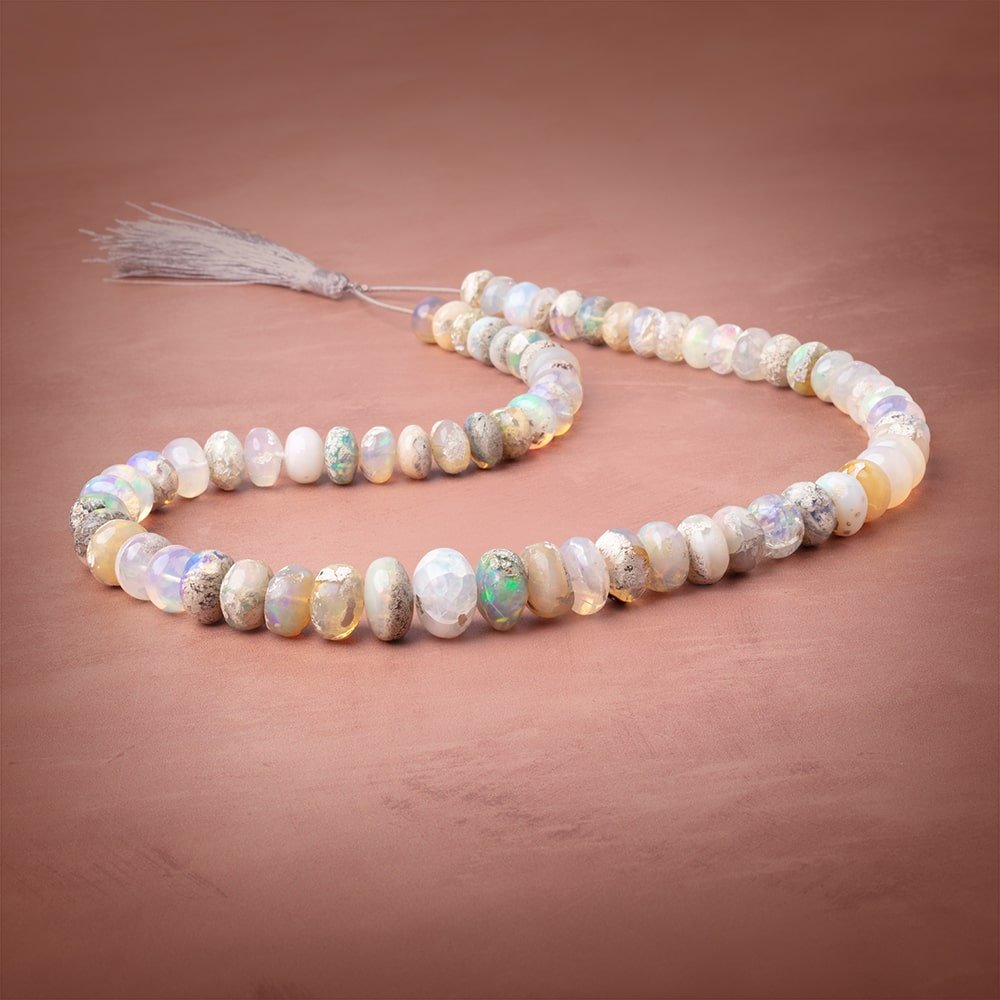 9-15mm Ethiopian Opal with Matrix Plain Rondelle Beads 20 inch 69 pieces AA
