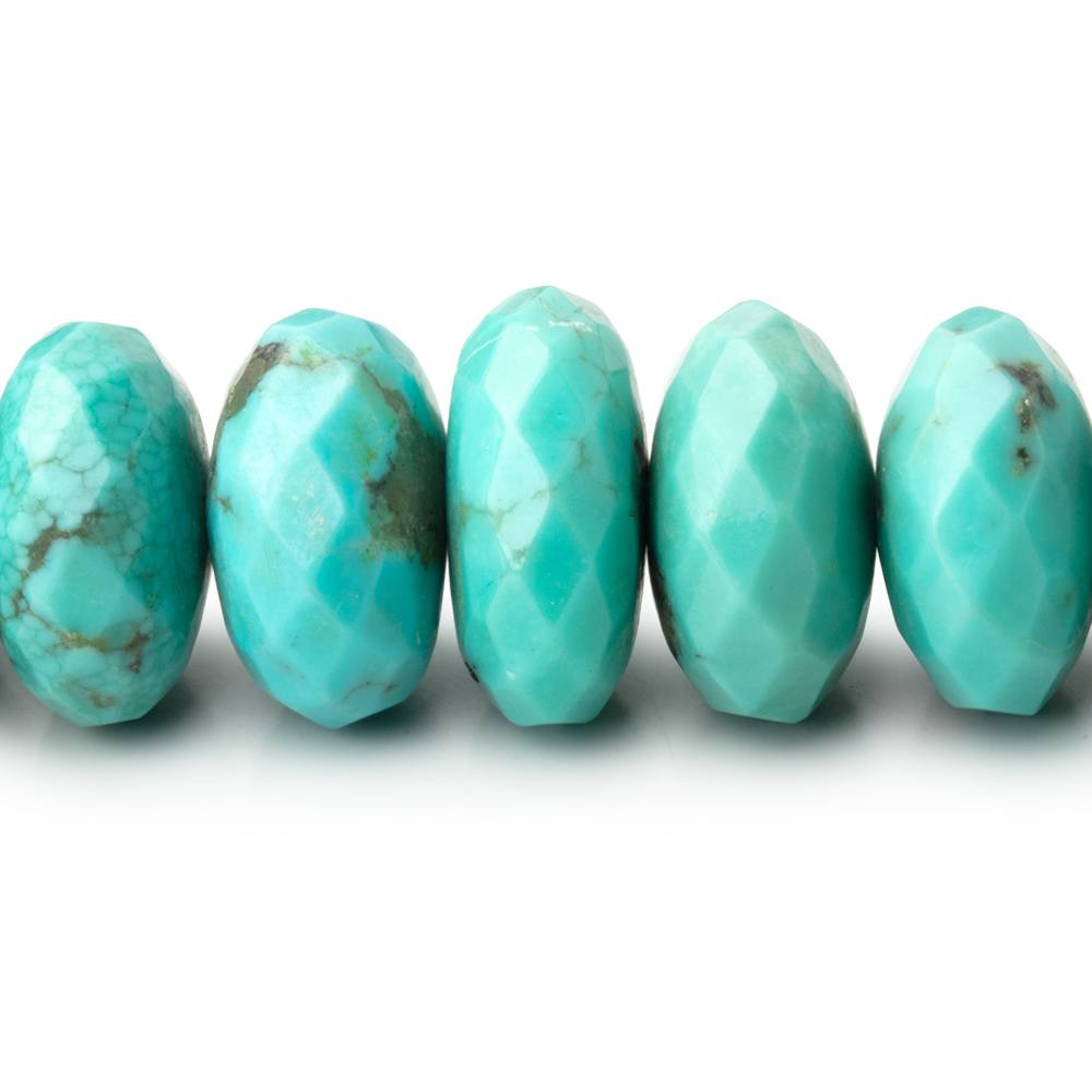 9-16.5mm Sleeping Beauty Turquoise Faceted Rondelle 18 inch 67 Beads AAA