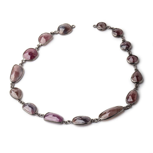 9-20x9mm Black Gold Bezeled Ruby Faceted Nugget Chain - 1 Foot