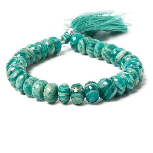 9-10mm Russian Amazonite faceted rondelles 8 inch 35 beads A grade