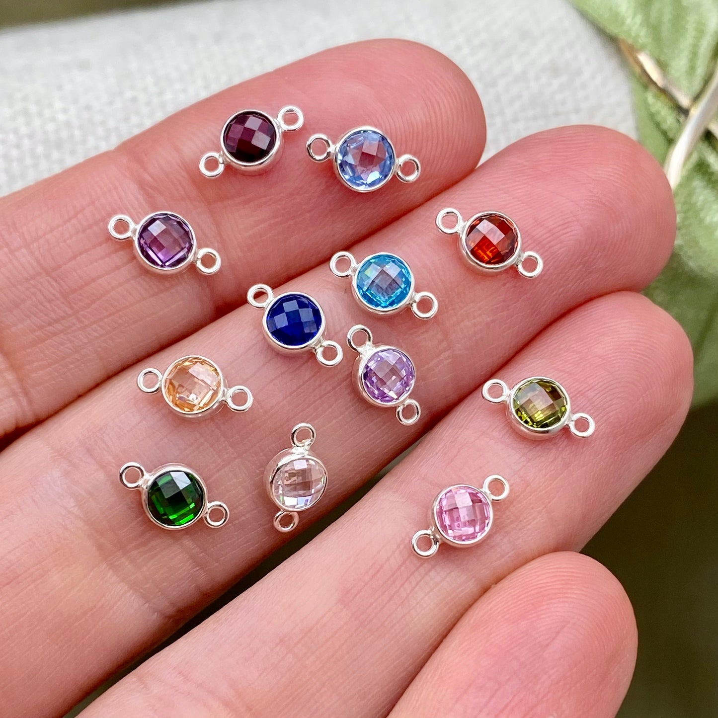 Luxe Flatback Birthstone Connectors 4mm - Sterling Silver - 3 Pack/12 Pack - B46S - Luxe Colors
