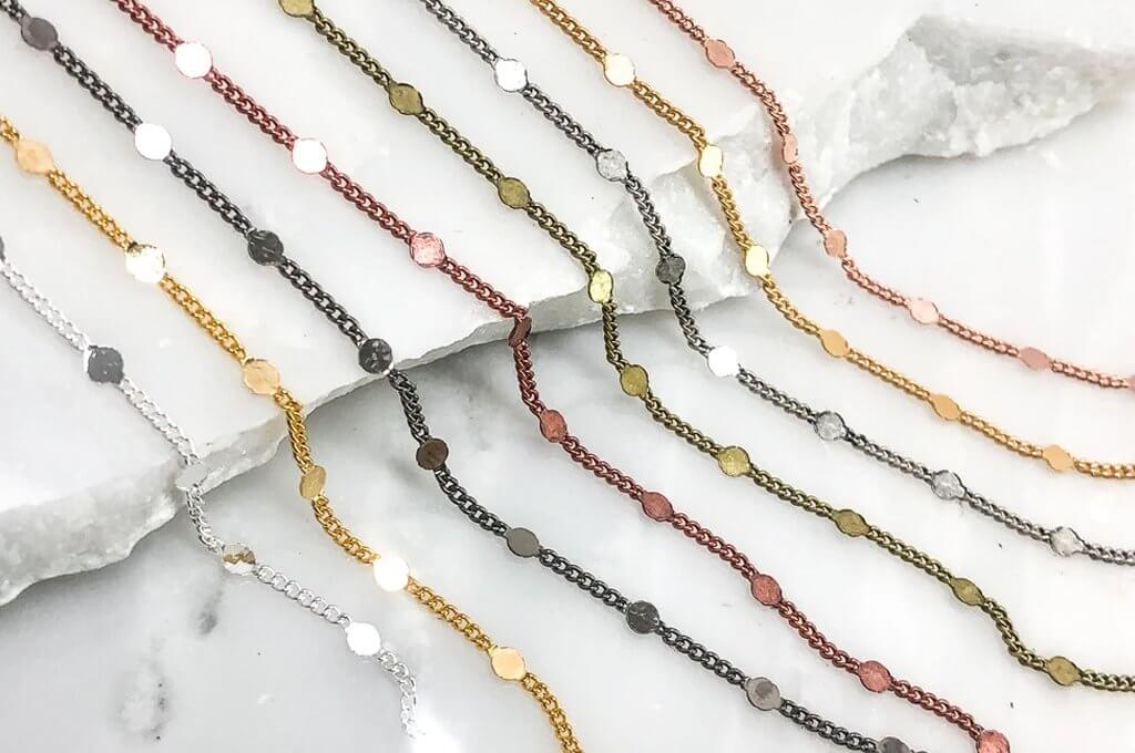 2.25mm Curb Hammered Satellite Chain sold by the Foot - CH 929