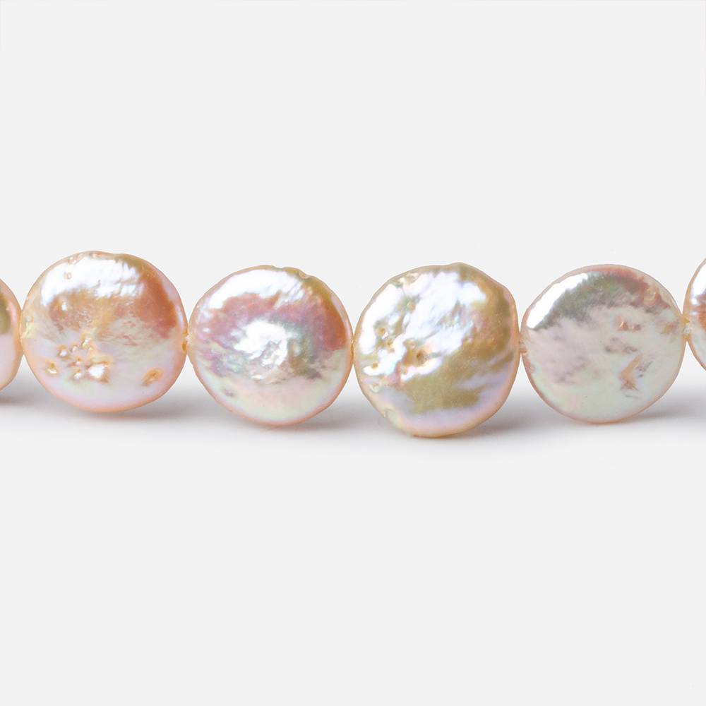 9.5-10.5mm Blush Peach Coin Freshwater Pearl 16 inch 37 pieces