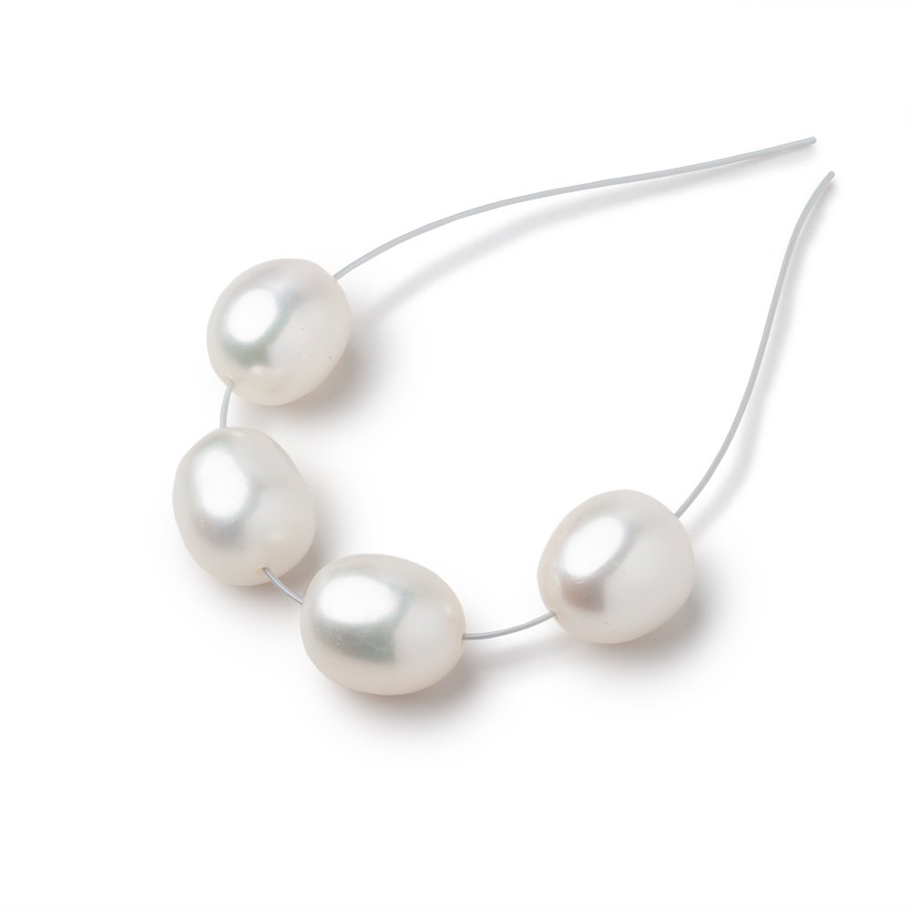 9.5-10mm Off White Oval Freshwater Pearl Set of 4 Beads