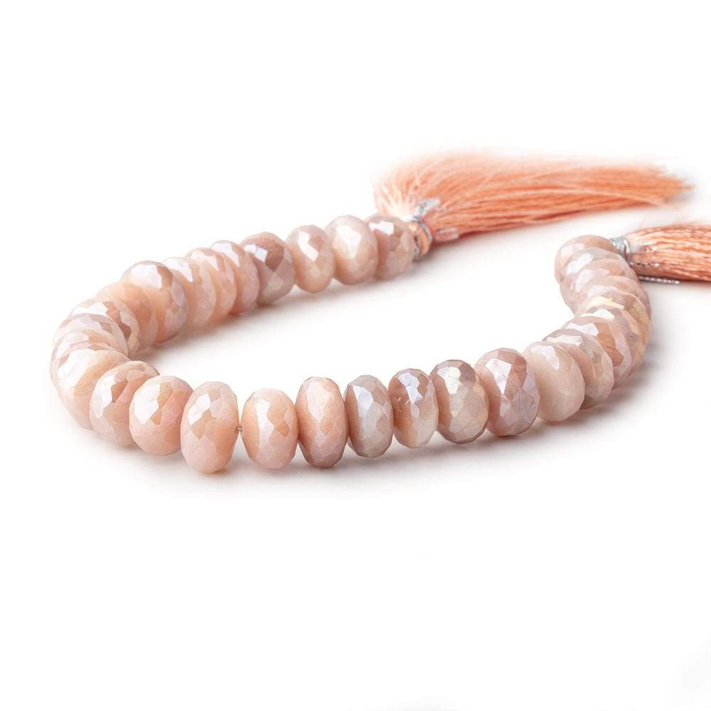 9.5-11.5mm Mystic Angel Skin Moonstone Faceted Rondelles 7.5 inch 32 Beads