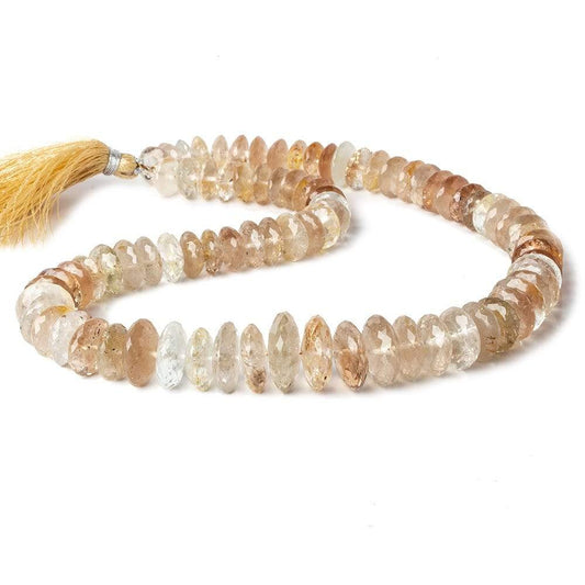 9.5-11.5mm White and Imperial Topaz German faceted rondelles 15.5 inch 82 beads A