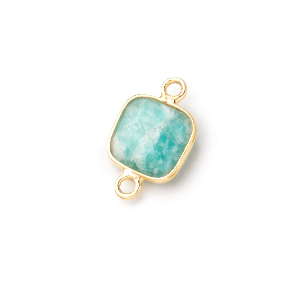 9.5mm Vermeil Bezel Amazonite Faceted Cushion Connectors 1 piece