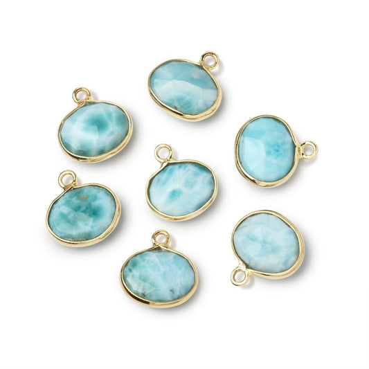 9.5x11mm Vermeil Bezel Larimar Faceted Oval Pendant 1 piece AA