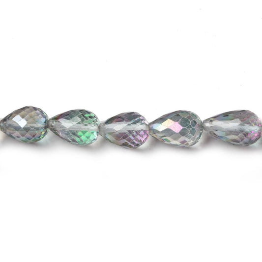 9.5x6.5mm Mystic White Topaz straight drilled faceted tear drops 9 inch 25 beads AA