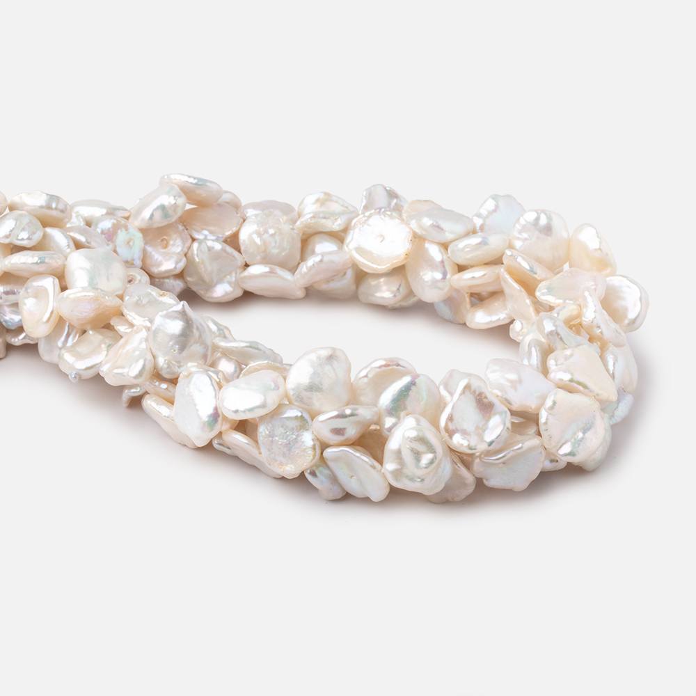 12-14mm Cream Keshi Side Drilled Freshwater Pearls 15.5 inch 34 pieces