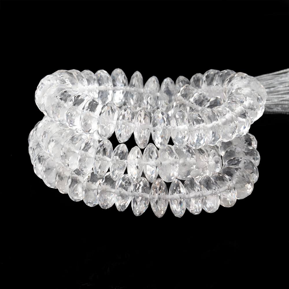 9mm Crystal Quartz German Faceted Rondelle Beads 16 inch 99 pieces