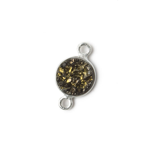 9mm Silver .925 Bezel Metallic Bronze Drusy Coin Connector 1 piece