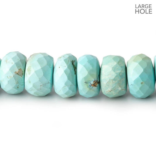 9mm Turquoise Large Hole Faceted Rondelle Beads 16 inch 76 pieces