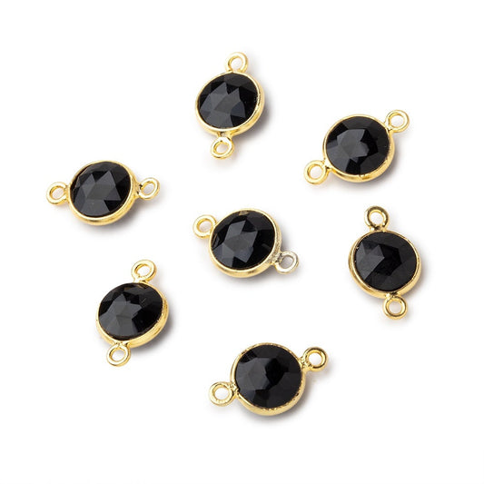 9mm Vermeil Bezel Black Onyx Faceted Coin connector 1 Focal Piece