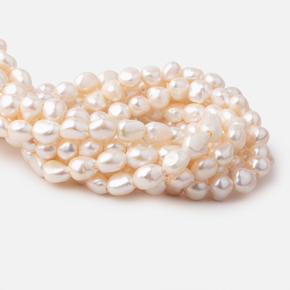 9x10-10x12mm Buttery White Baroque 2.5mm Large Hole Pearls 15 inch 33 pieces