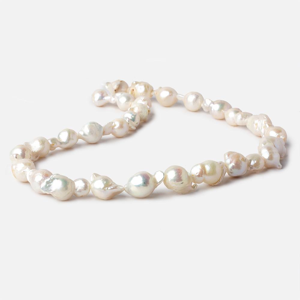 9x14-11x16mm Off White Flame Ball Ultra Baroque Freshwater Pearls 16 inch 18 pieces A grade