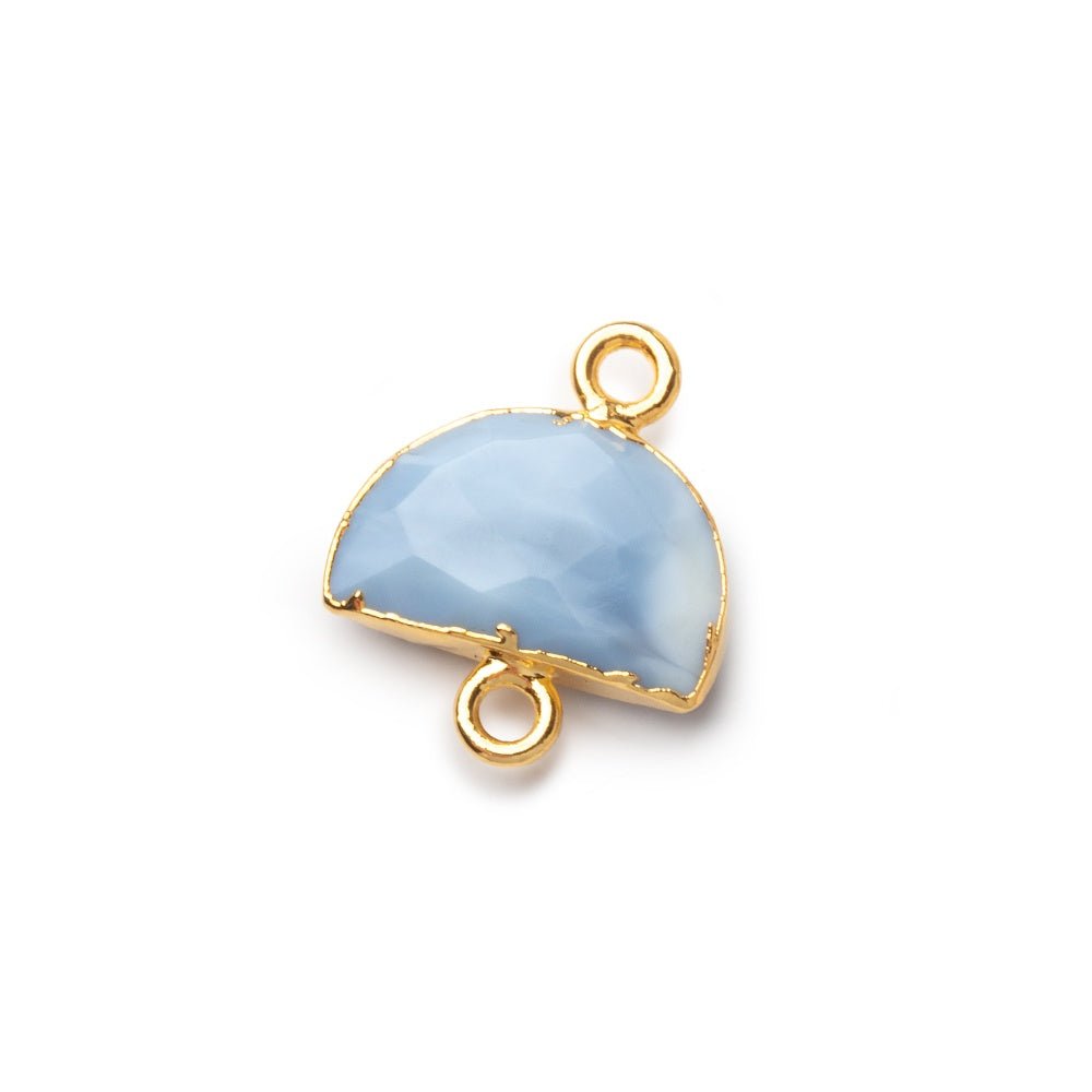 9x14mm Gold Leafed Owyhee Denim Opal Faceted Half Moon Focal 1 Connector