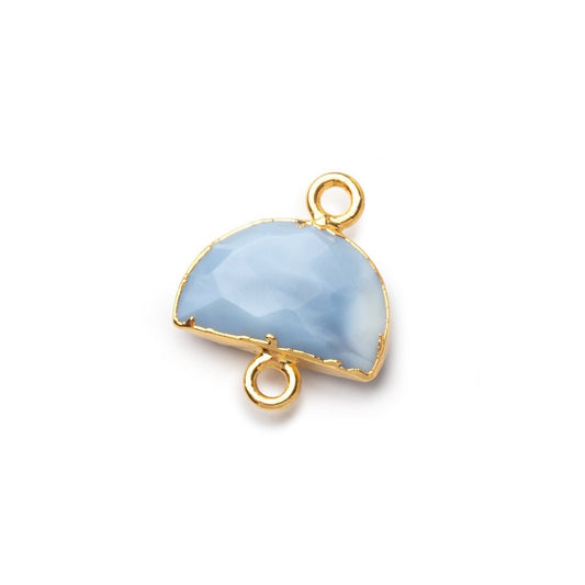 9x14mm Gold Leafed Owyhee Denim Opal Faceted Half Moon Focal 1 Connector