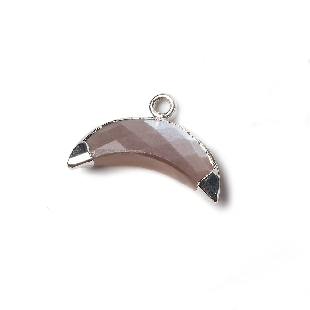 9x20mm Silver Leafed Chocolate Moonstone Cresent Moon Pendant 1 focal bead