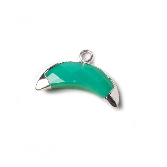 9x20mm Silver Leafed Mint Green Onyx Cresent Moon Pendant 1 focal bead