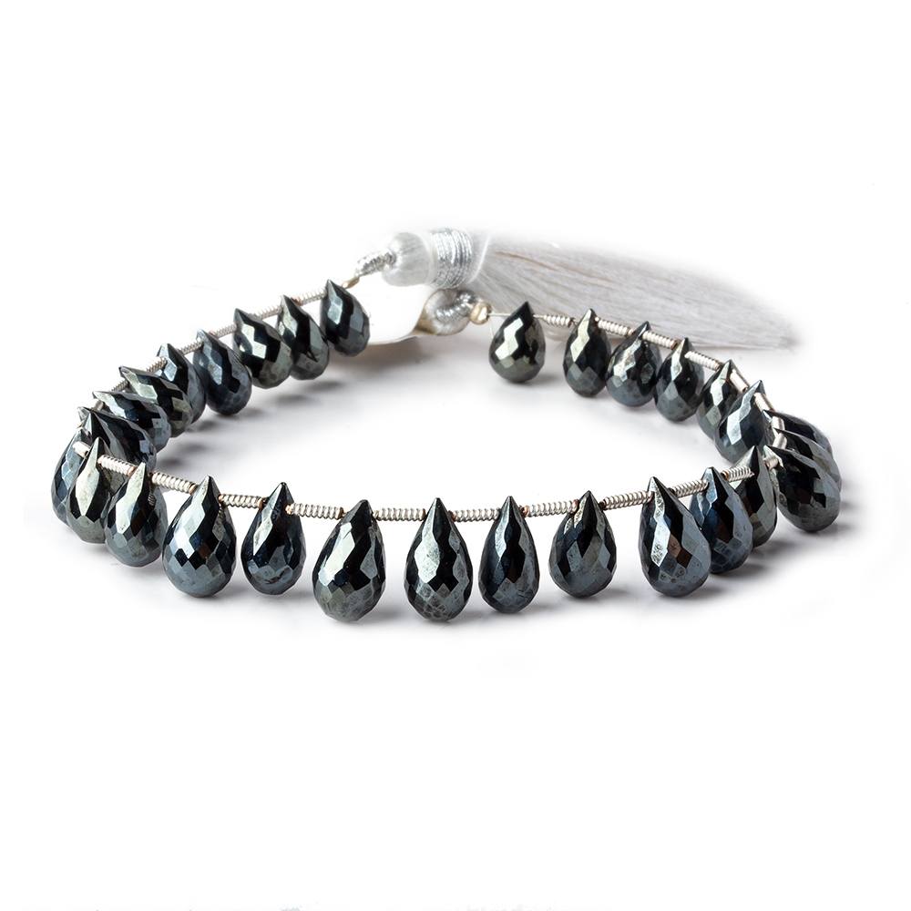 9x5-11x7mm Metallic Black Spinel Tear Drops 8 inch 30 beads