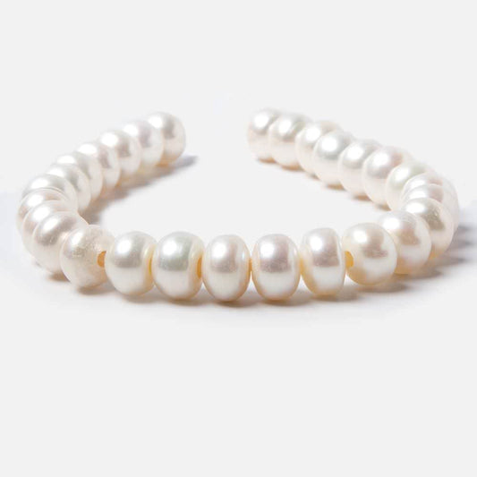 9x6-10x6mm Off White Button 2.5mm Drill Hole Freshwater Pearls 28 pcs