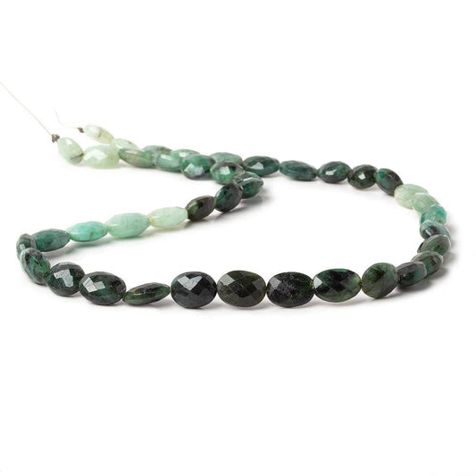 9x6-11x8mm Brazilian Emerald Straight Drilled Faceted Oval Beads 17 inch 41 pcs