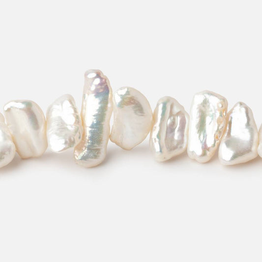9x6-15x8mm Creamy White Biwa Freshwater Pearls 15.5 inch 59 beads AA