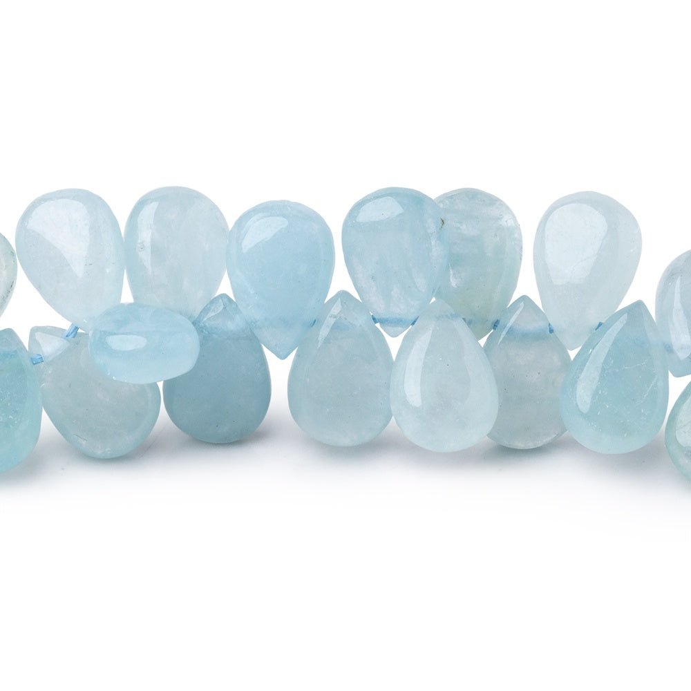 9x6mm Aquamarine Plain Pear Beads 16 inch 130 pieces with a 1mm Hole