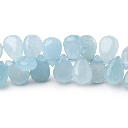 9x6mm Aquamarine Plain Pear Beads 16 inch 130 pieces with a 1mm Hole